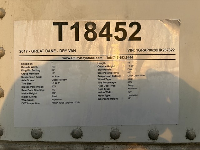 2017 53′ x 102″ Great Dane – Dry Van — T18452