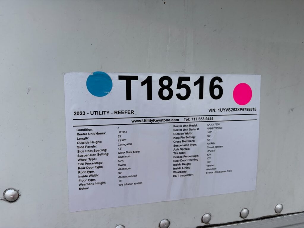 2023 53′ x 102″ Utility – Reefer — T18516